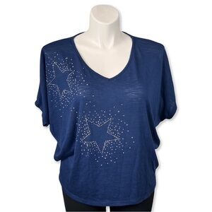 Closet Full Dolman Top Star Rhinestones
